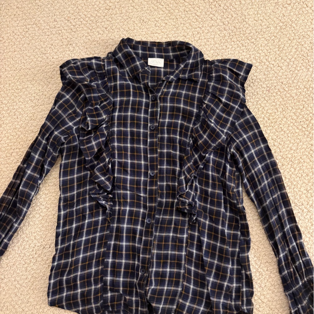 Abound Navy and White Plaid Shirt